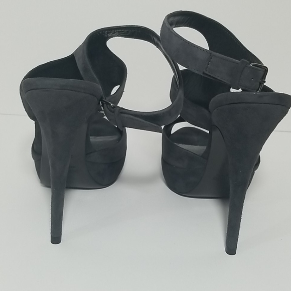 Miu Miu Grey Suede Platform Strappy Heels - Picture 4 of 8